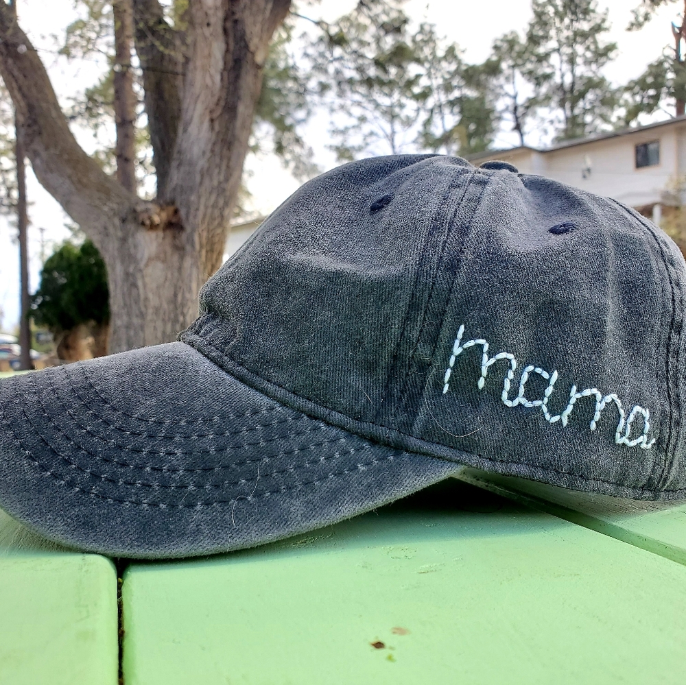Hand embroidered Mama Baseball Hat